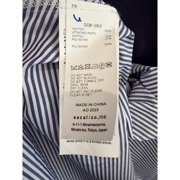 *SOLD* Shirt Dress Striped Cotton Poplin Hybrid Rib Knit Short Sleeve - Picture 9 of 13